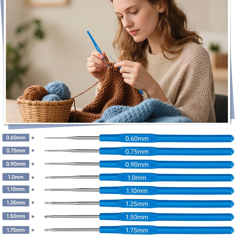 GMAK Crochet Kit for Beginners Adults, 59 PCS Crocheting Sets Include Yarn, Hooks and Tools, Portable Crochet Starter Kit for Making Variety Projects Crocheting Supplies, Navy Plume - Image 5